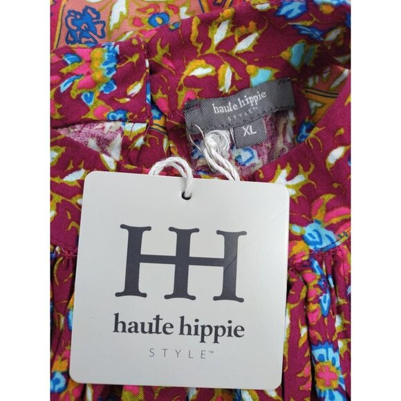 Haute Hippie Sleeveless Floral Smocked Top XL, Rayon Multicolor Boho Style NWT - Picture 3 of 8